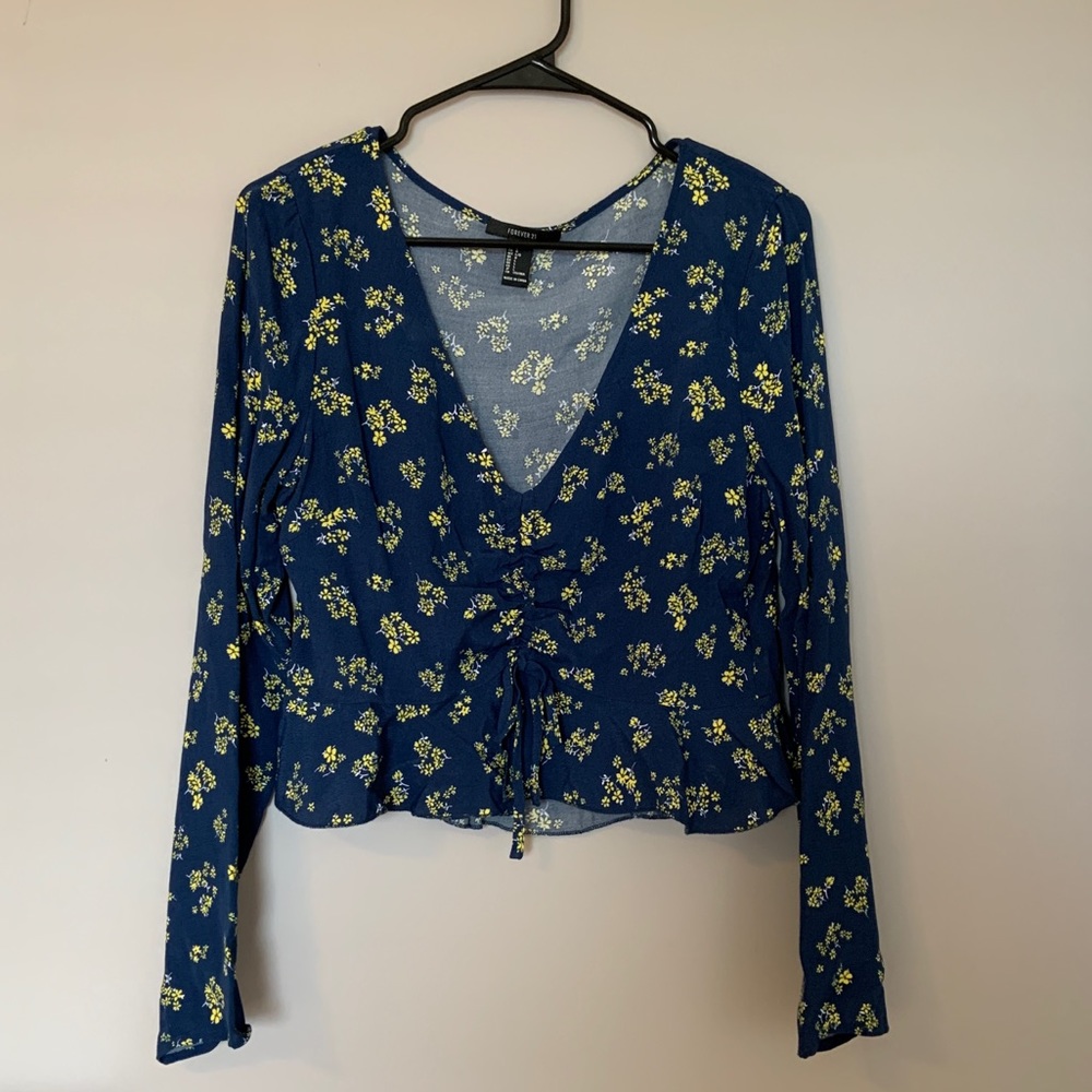 Floral Ruched Peplum Cropped Top
